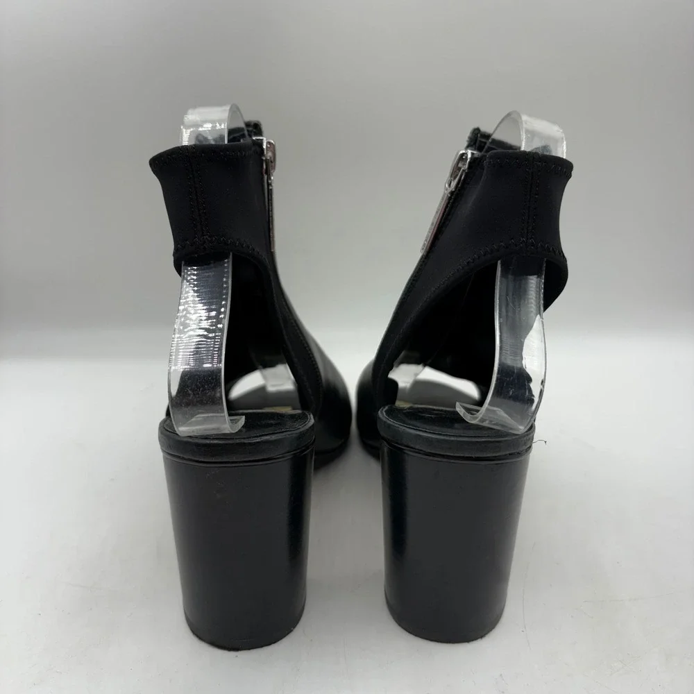 Donald J Pliner Black Leather Peep Toe Slingback Block Heel Booties Women 9 - Picture 4 of 10